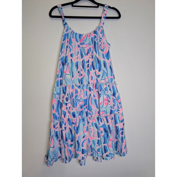 Lilly Pulitzer Loro Swing Dress Skim Blue Reel Nauti Nautical Summer Boho Size S - Picture 2 of 8